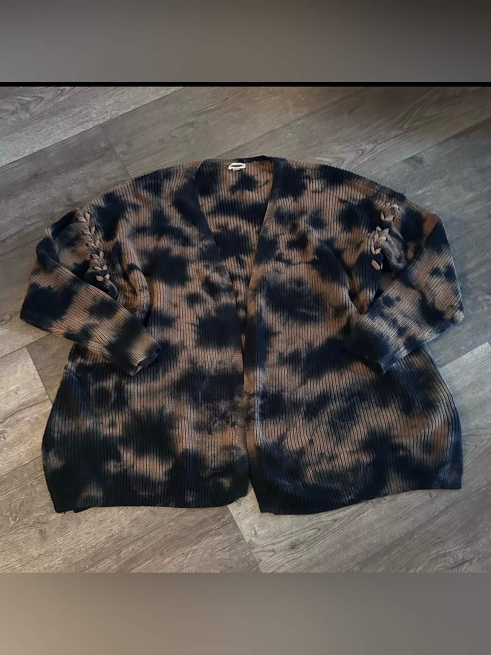 Avenue Tie Dye Cotton Open Front Oversized Cardigan Sweater Size 4X